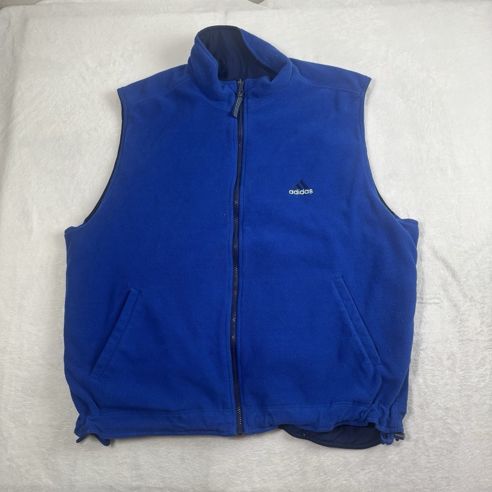 Adidas Golf Full Zip Sleeveless Blue Vest Jacket Fleece Reversible Men's‎ XL